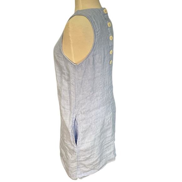 J. Crew Light Blue Sleeveless 100% Linen Tunic Dress Pockets Preppy Size Small - Picture 4 of 10